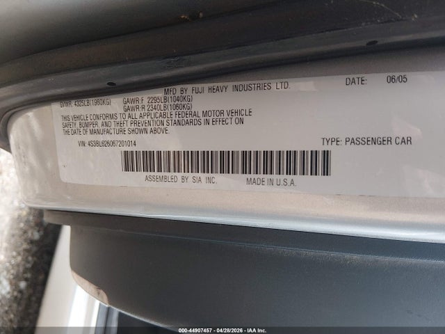 Aukcja sprzedaży 2006 Subaru Legacy 2.5i/2.5i Limited, vin: 4S3BL626067201014, numer aukcji: 44907457