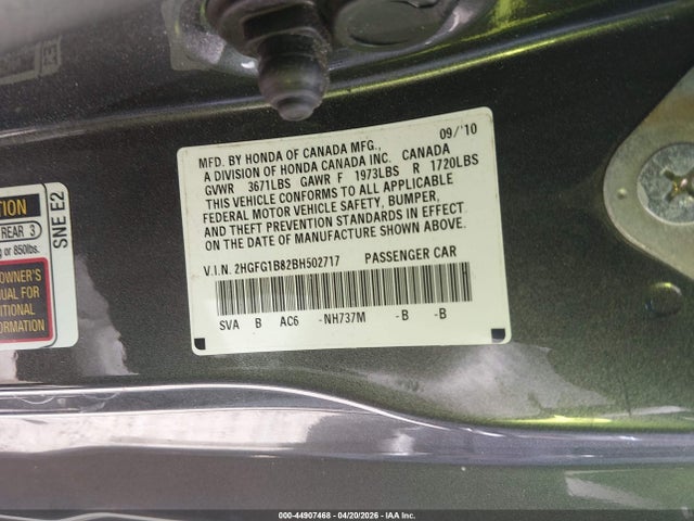 Aukcja sprzedaży 2011 Honda Civic Ex, vin: 2HGFG1B82BH502717, numer aukcji: 44907468