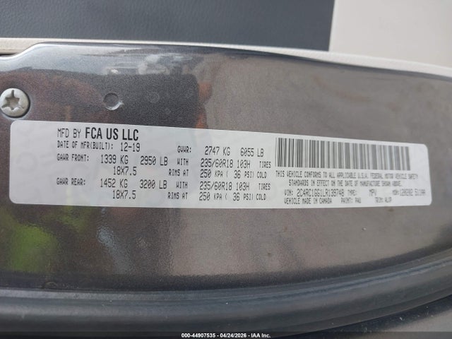 44907535 :رقم المزاد ، 2C4RC1GG1LR139748 vin ، 2020 Chrysler Pacifica Limited مزاد بيع