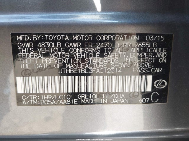 Продаж на аукціоні авто 2015 Lexus Gs 350, vin: JTHBE1BL3FA012314, номер лоту: 44907545