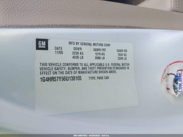 Aukcja sprzedaży 2006 Buick Lucerne Cxl, vin: 1G4HR57Y96U138165, numer aukcji: 44907603