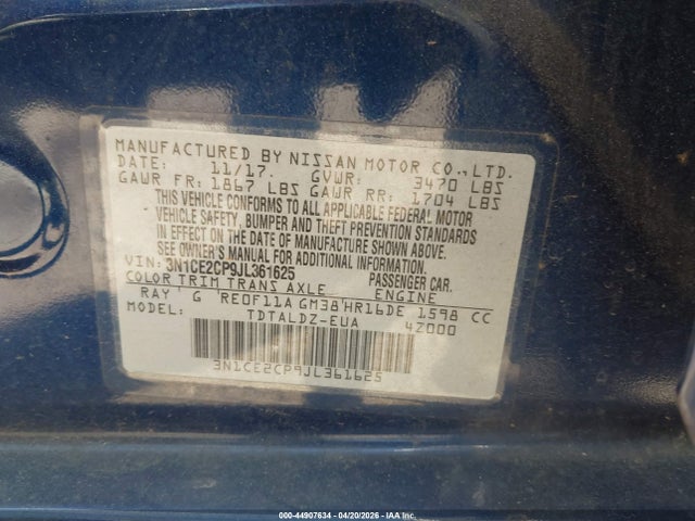 Продажа на аукционе авто 2018 Nissan Versa Note Sv, vin: 3N1CE2CP9JL361625, номер лота: 44907634