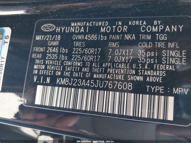Hyundai TUCSON SE 2018 KM8J23A45JU767608 Image 9