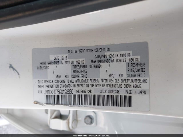 44907662 :رقم المزاد ، JM1DKFD75G0128850 vin ، 2016 Mazda Cx-3 Grand Touring مزاد بيع