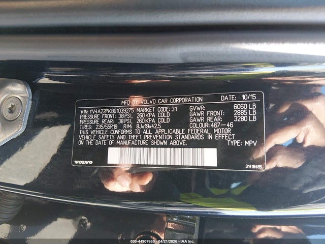 44907665 :رقم المزاد ، YV4A22PK8G1039275 vin ، 2016 Volvo Xc90 T6 Momentum مزاد بيع