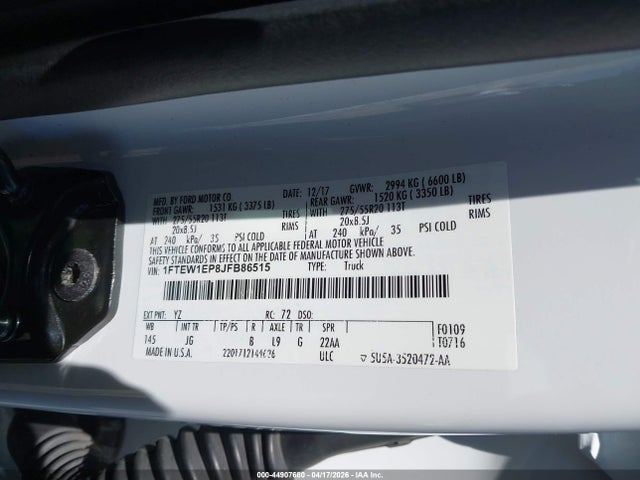 1FTEW1EP8JFB86515 Ford F-150 Xl