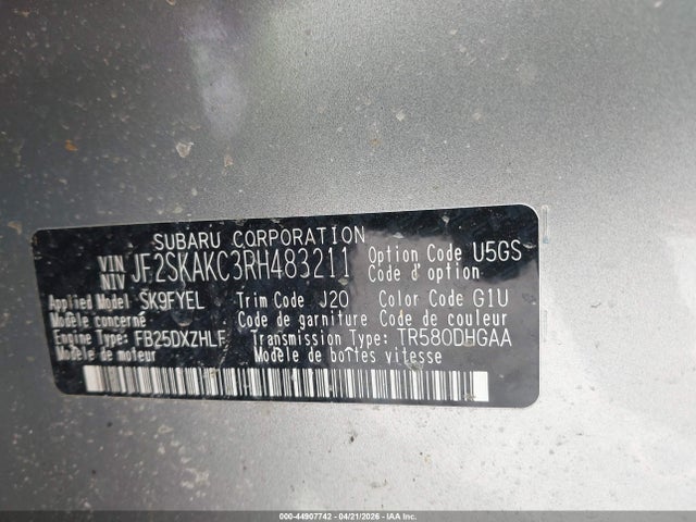 Продажа на аукционе авто 2024 Subaru Forester Limited, vin: JF2SKAKC3RH483211, номер лота: 44907742