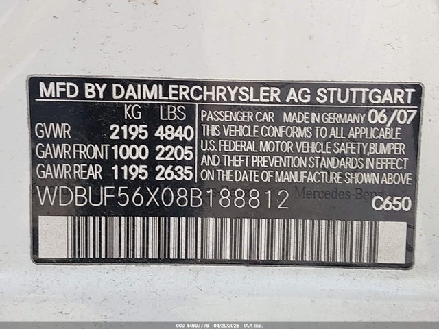 Aukcja sprzedaży 2008 Mercedes-benz E 350, vin: WDBUF56X08B188812, numer aukcji: 44907779
