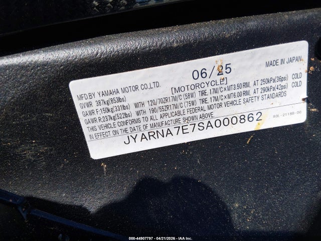 JYARNA7E7SA000862 Yamaha Yzf1000