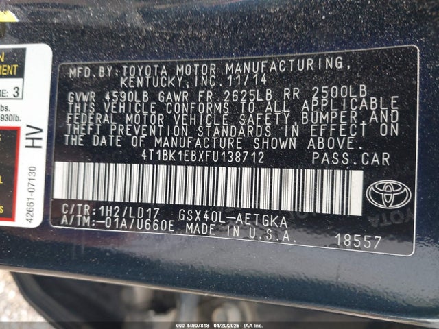 Продажа на аукционе авто 2015 Toyota Avalon Xle, vin: 4T1BK1EBXFU138712, номер лота: 44907818
