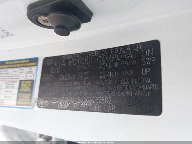 Продаж на аукціоні авто 2012 Kia Optima Hybrid Ex, vin: KNAGM4AD5C5036802, номер лоту: 44907873