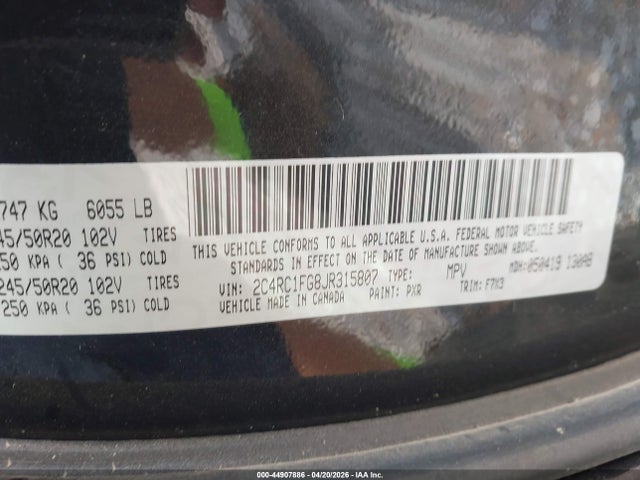 Chrysler Pacifica Touring Plus 2018 2C4RC1FG8JR315807 Image 9