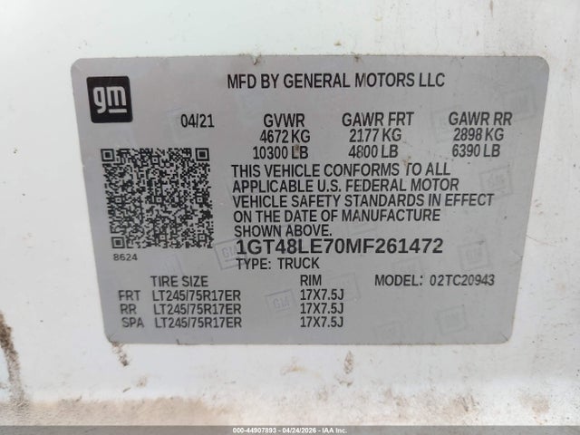 Продажа на аукционе авто 2021 Gmc Sierra 2500hd 2wd  Long Bed, vin: 1GT48LE70MF261472, номер лота: 44907893