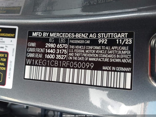 44907898 :رقم المزاد ، W1KEG1CB1RF050099 vin ، 2024 Mercedes-benz Eqe 350 4matic مزاد بيع