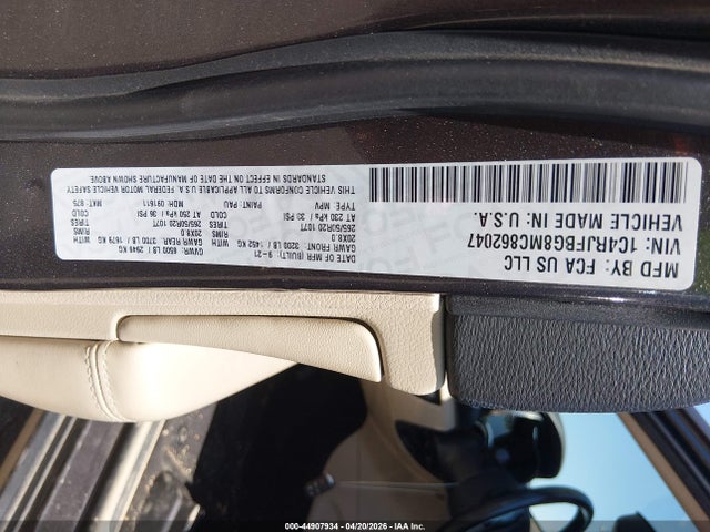 2021 Jeep Grand Cherokee Limited 4x4 მანქანა იყიდება აუქციონზე, vin: 1C4RJFBG8MC862047, აუქციონის ნომერი: 44907934
