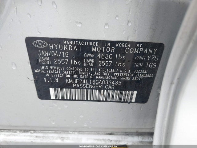 KMHE24L16GA033435 Hyundai Sonata Hybrid Se