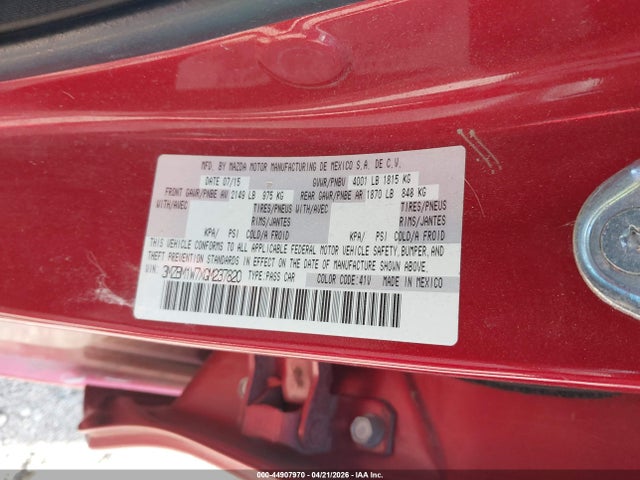 44907970 :رقم المزاد ، 3MZBM1W7XGM237820 vin ، 2016 Mazda Mazda3 I Touring مزاد بيع