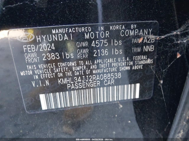 Продажа на аукционе авто 2024 Hyundai Sonata Hybrid Sel, vin: KMHL34JJ2RA088538, номер лота: 44908005