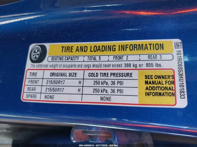 1G1RC6S53HU101833 Chevrolet VOLT LT