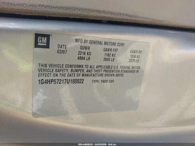 Продажа на аукционе авто 2007 Buick Lucerne Cx, vin: 1G4HP57217U188822, номер лота: 44908032