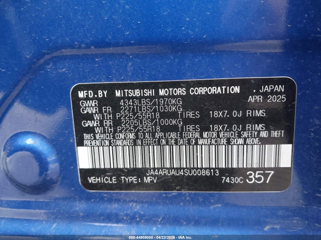 Продаж на аукціоні авто 2025 Mitsubishi Outlander Sport 2.0 Es Awc/2.0 Le Awc/2.0 S Awc/2.0 Se Awc/2.0 Trail Edition Awc, vin: JA4ARUAU4SU008613, номер лоту: 44908088