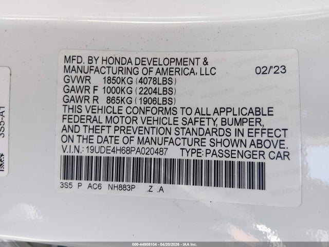 19UDE4H68PA020487 Acura Integra A-spec Technology