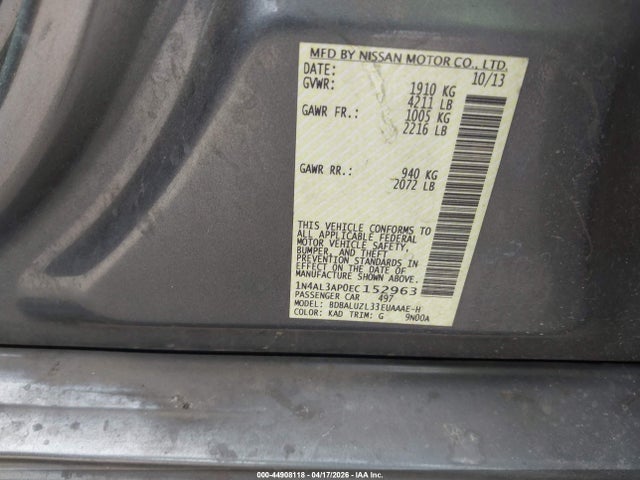 Продаж на аукціоні авто 2014 Nissan Altima 2.5 Sv, vin: 1N4AL3AP0EC152963, номер лоту: 44908118