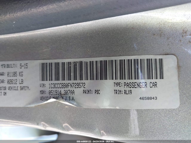 Продажа на аукционе авто 2015 Chrysler 200 S, vin: 1C3CCCBB0FN729572, номер лота: 44908122