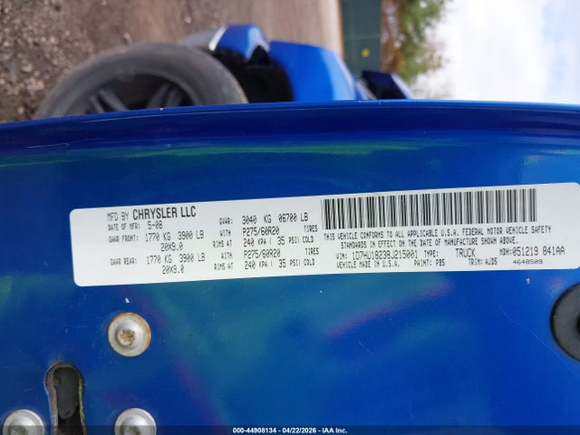 2008 Dodge Ram 1500 Slt მანქანა იყიდება აუქციონზე, vin: 1D7HU18238J215001, აუქციონის ნომერი: 44908134