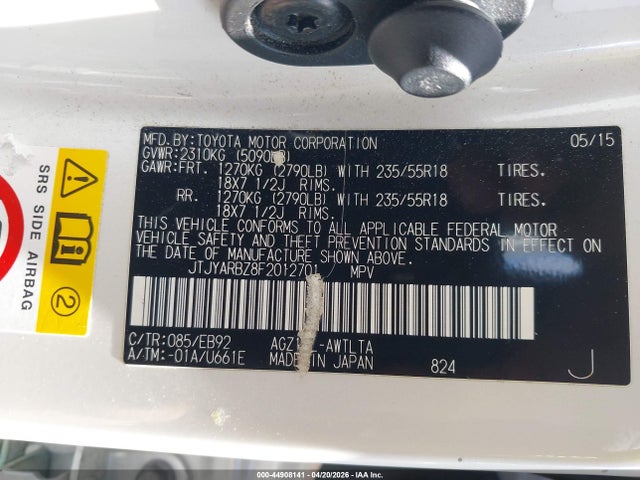 Aukcja sprzedaży 2015 Lexus Nx 200t F Sport, vin: JTJYARBZ8F2012701, numer aukcji: 44908141
