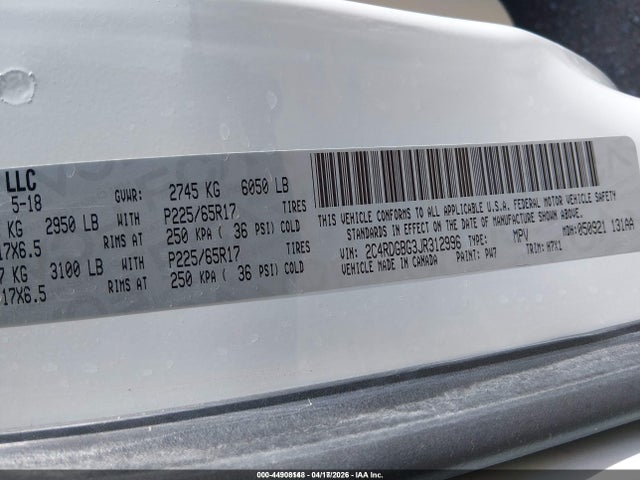 2C4RDGBG3JR312996 Dodge Grand Caravan Se