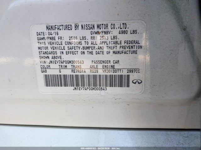 Aukcja sprzedaży 2016 Infiniti Q50 3.0t Premium, vin: JN1EV7AP0GM300543, numer aukcji: 44908183