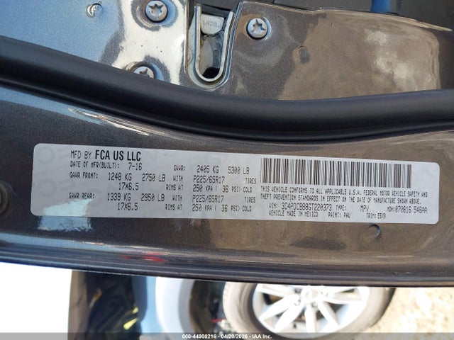 Продажа на аукционе авто 2016 Dodge Journey Sxt, vin: 3C4PDCBB8GT220373, номер лота: 44908216