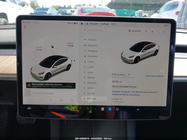 44908218 :رقم المزاد ، 5YJ3E1EA8MF062159 vin ، 2021 Tesla Model 3 Standard Range Plus Rear-wheel Drive مزاد بيع