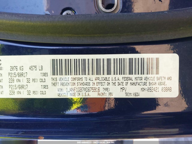 Aukcja sprzedaży 2010 Jeep Patriot Sport, vin: 1J4NF1GB7AD675916, numer aukcji: 44908223