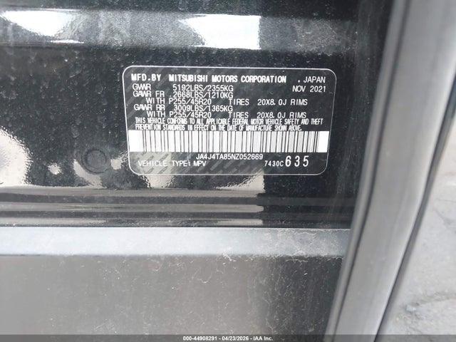 Продаж на аукціоні авто 2022 Mitsubishi Outlander Es 2.5 S-awc, vin: JA4J4TA85NZ052669, номер лоту: 44908291