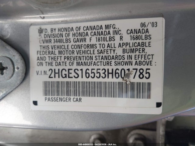 2003 HONDA CIVIC 2HGES16553H601785 Photo 8