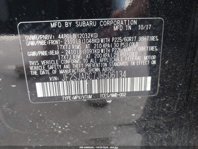 Subaru Forester 2.5i Premium 2018 JF2SJAGC7JH506134 Image 9