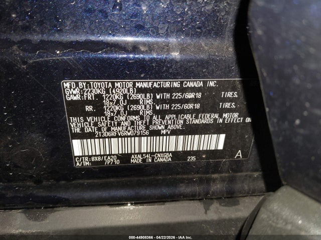 Aukcja sprzedaży 2024 Toyota Rav4 Hybrid Limited, vin: 2T3D6RFV6RW079156, numer aukcji: 44908366