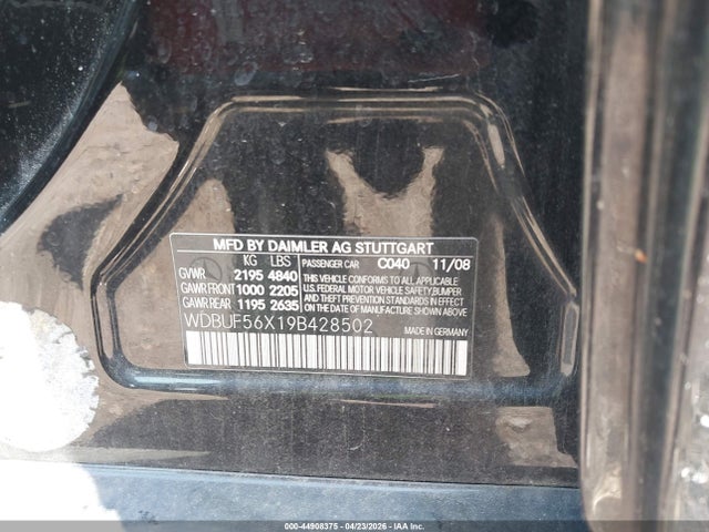 Продажа на аукционе авто 2009 Mercedes-benz E 350, vin: WDBUF56X19B428502, номер лота: 44908375