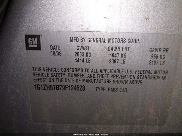 Продаж на аукціоні авто 2009 Chevrolet Malibu Lt, vin: 1G1ZH57B79F124628, номер лоту: 44908395