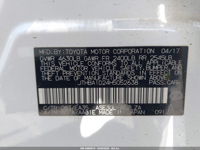 Lexus IS 200T 2017 JTHBA1D24H5052638 Image 9