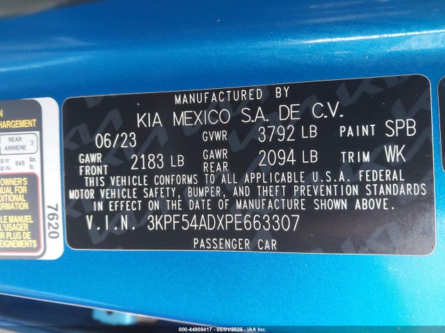 Aukcja sprzedaży 2023 Kia Forte Gt-line, vin: 3KPF54ADXPE663307, numer aukcji: 44908417