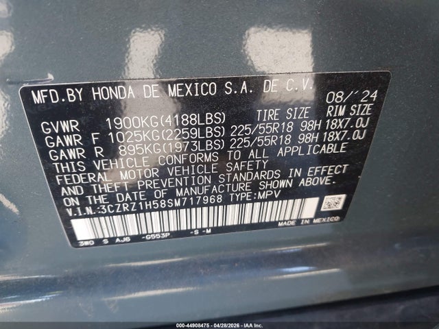 3CZRZ1H58SM717968 Honda Hr-v 2wd Sport