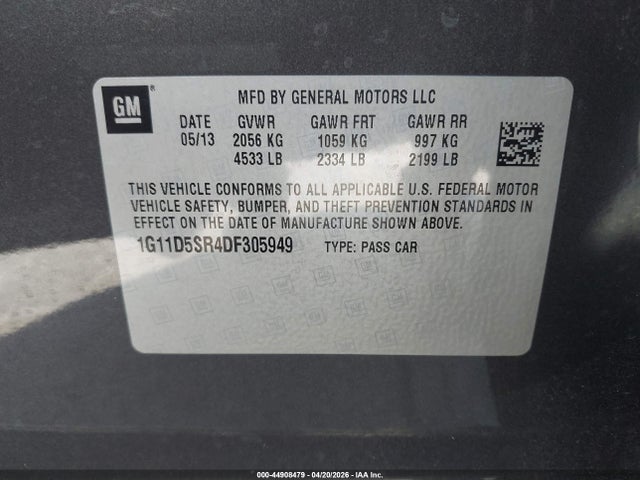 Продажа на аукционе авто 2013 Chevrolet Malibu Eco, vin: 1G11D5SR4DF305949, номер лота: 44908479
