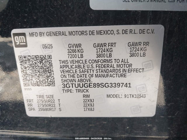 3GTUUGE89SG339741 GMC Sierra 1500 4wd Short Box Denali