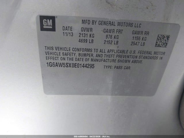 Aukcja sprzedaży 2014 Cadillac Cts Awd, vin: 1G6AW5SX0E0144295, numer aukcji: 44908494