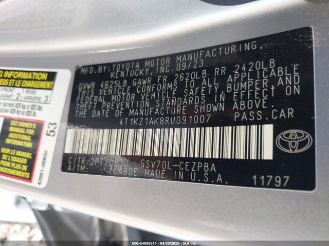 4T1KZ1AK8RU091007 Toyota Camry Xse V6