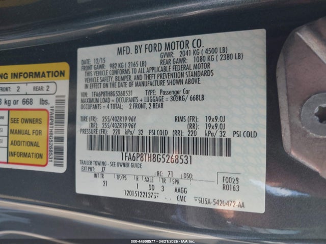 1FA6P8TH8G5268531 Ford Mustang Ecoboost