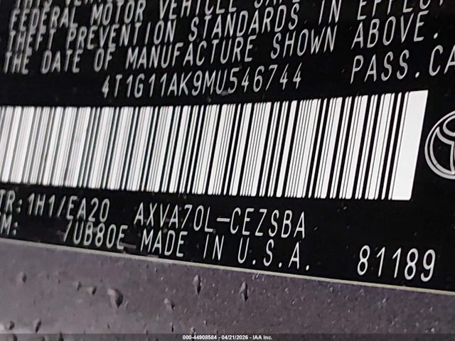 4T1G11AK9MU546744 Toyota CAMRY SE